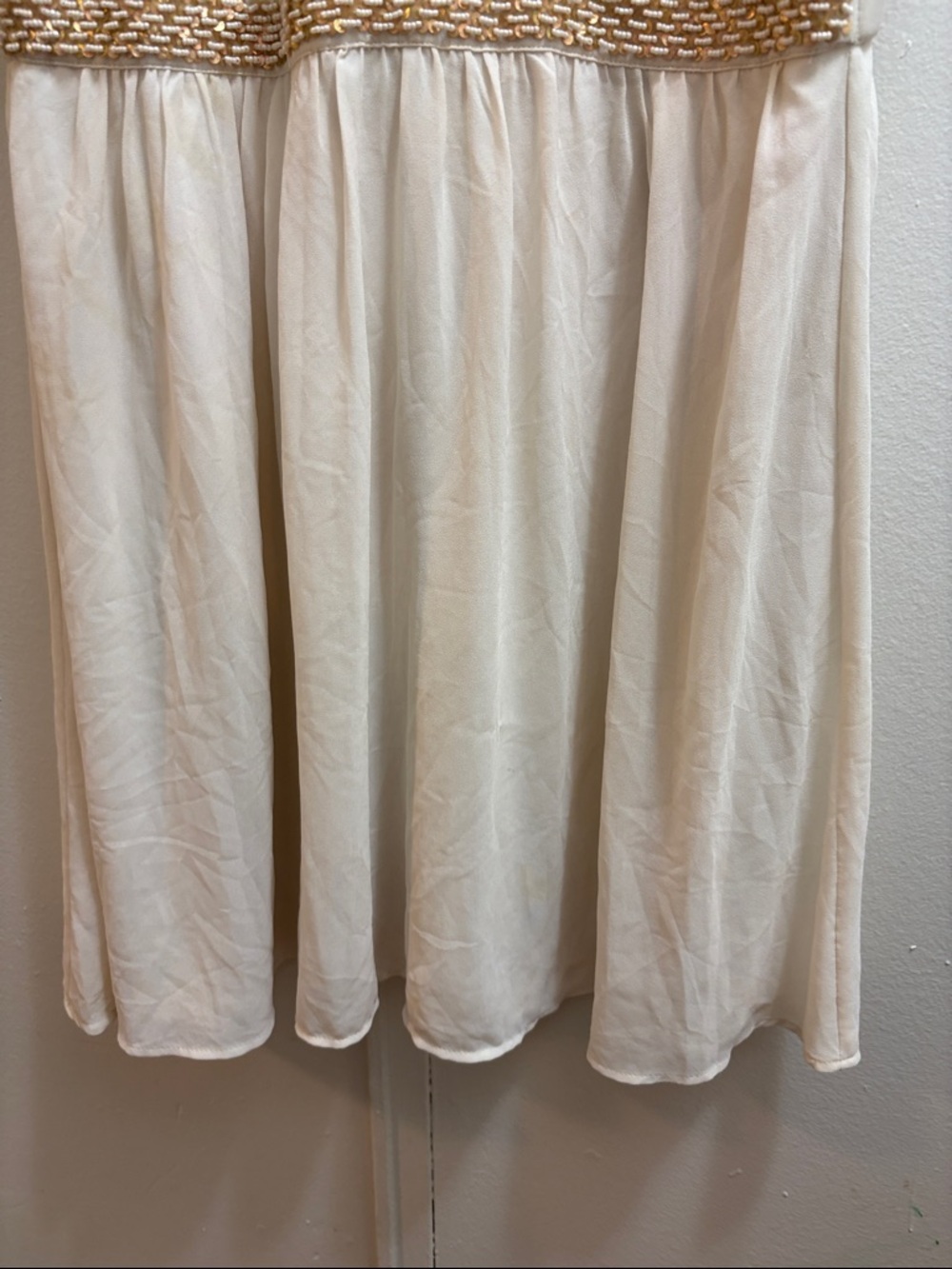 H&M Cream Strapless Dress with Gold Braid Trim Size 12 - Picture 4 of 8